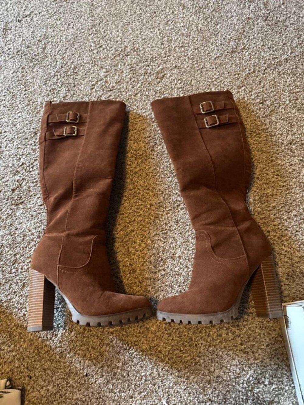Brown suede boots